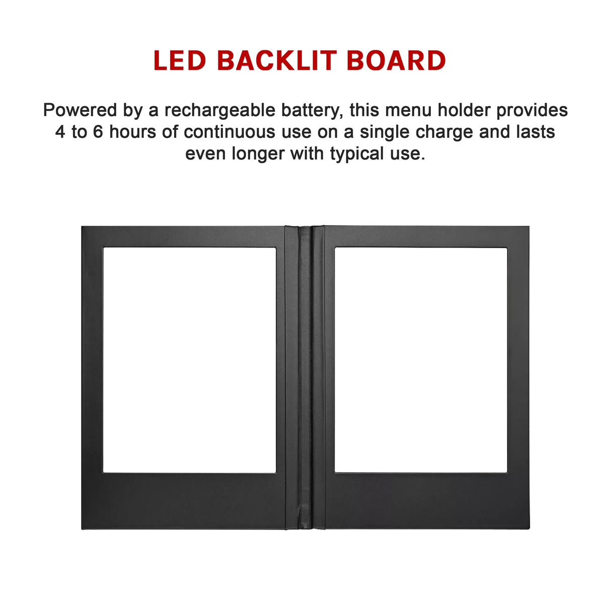 LED Back Lit Light Menu Holder Cover Folding Double Panel