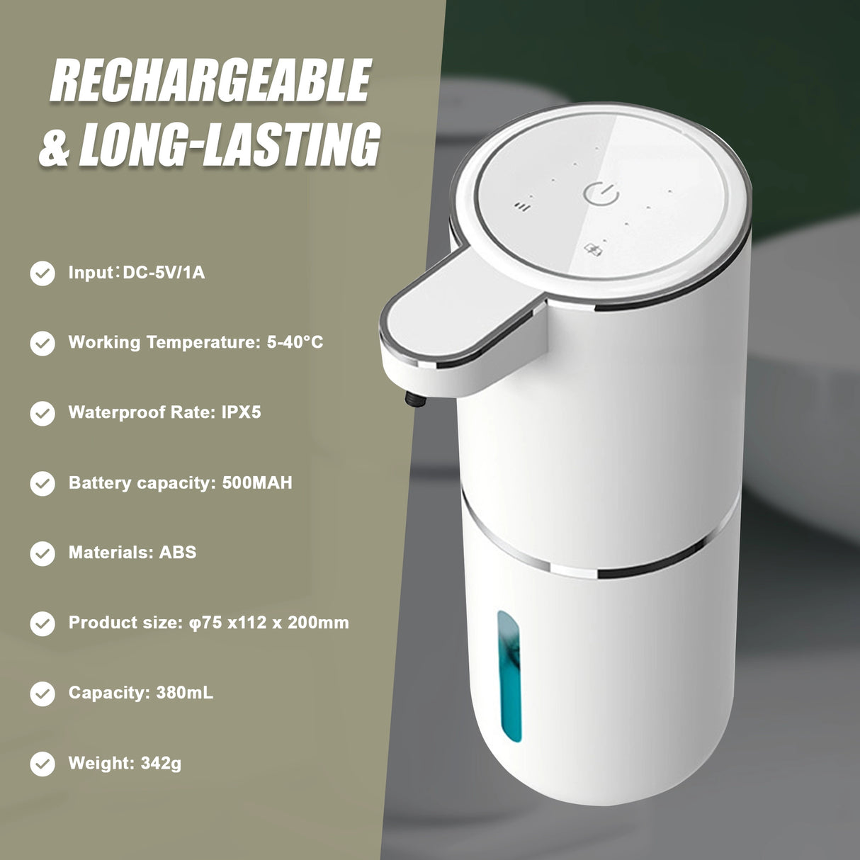 Sensor Soap Dispenser Drip Proof Rechargeable