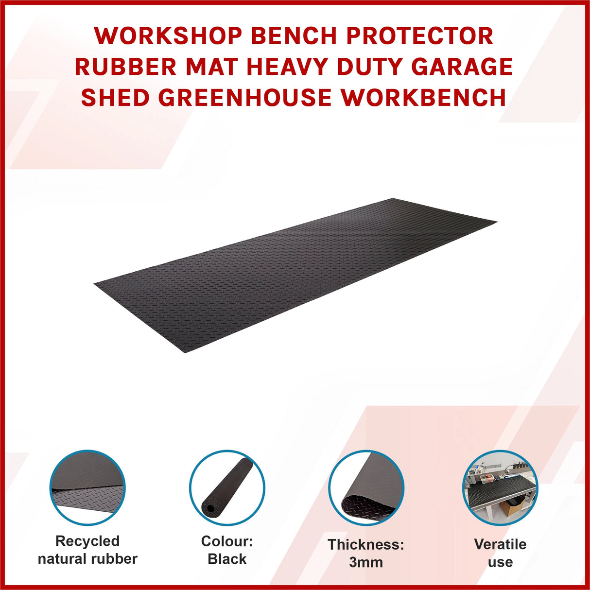 Workshop Bench Protector Rubber Mat Heavy Duty Garage Shed Greenhouse Workbench