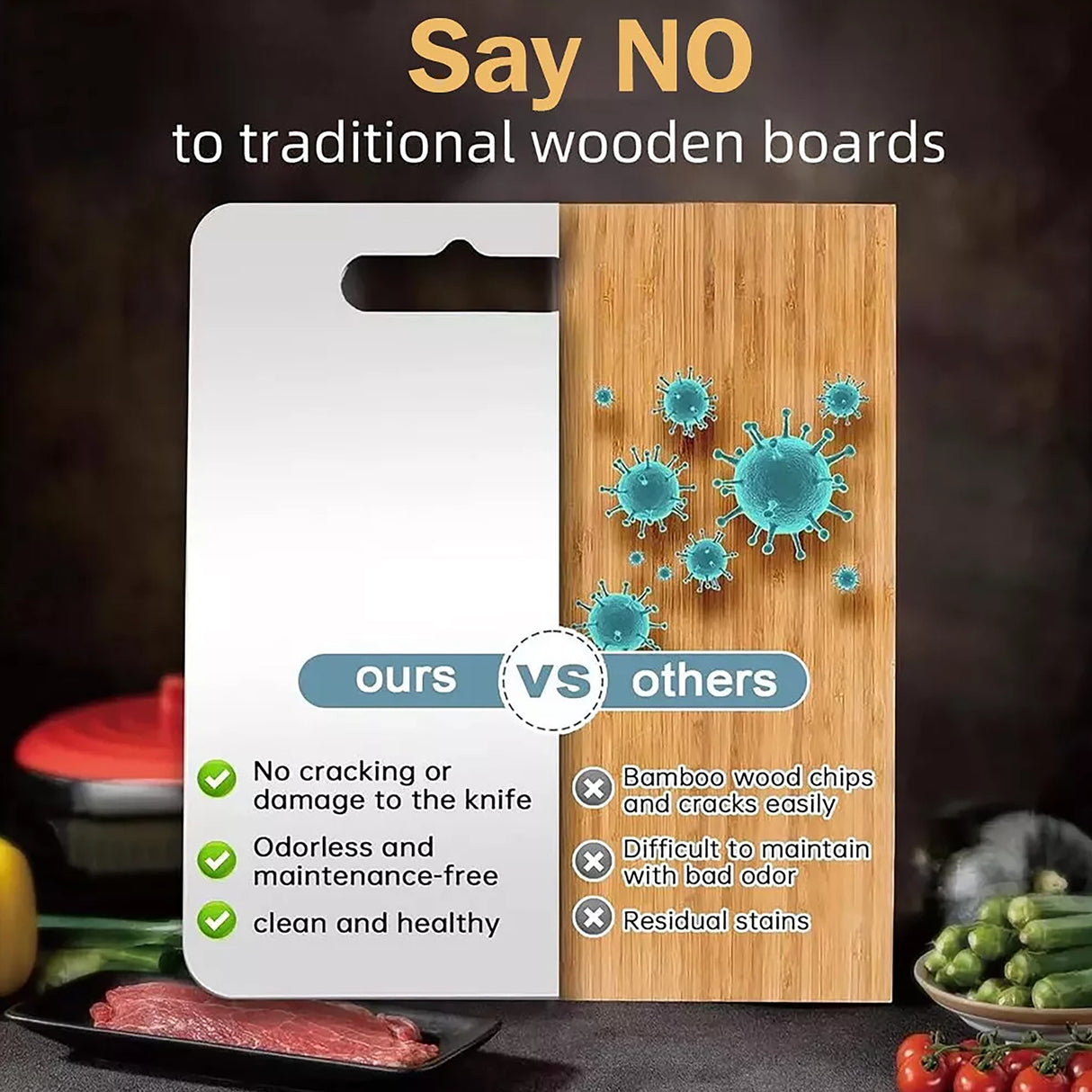 3 x 304SS Cutting Chopping Board Stainless Steel