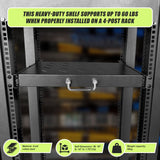 Sliding Rack Server Shelf 1U 19" 4 Post Mount &ndash; Adjustable 15" to 22" Rack Tray