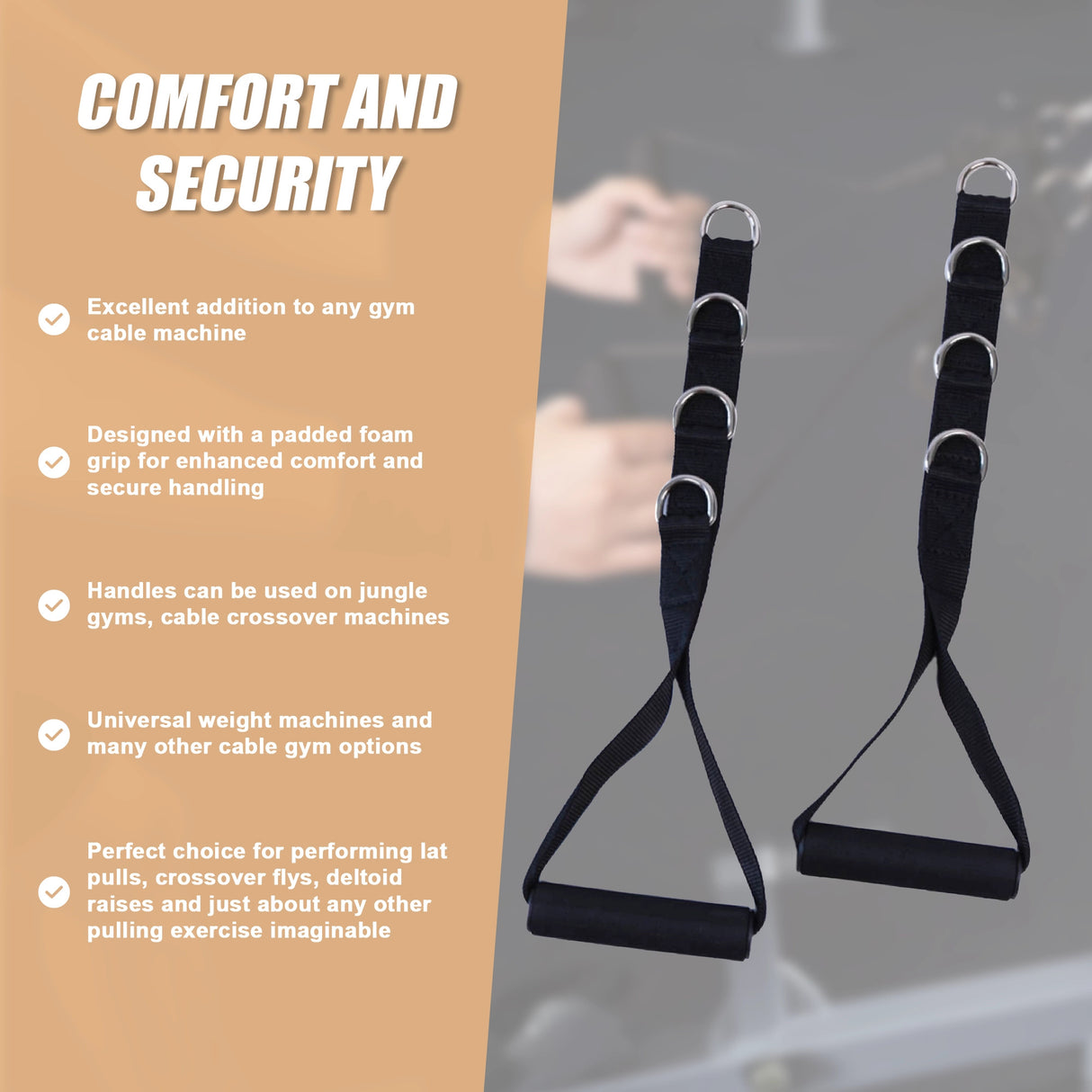 2 x Universal Foam Handle Exercise Machine Attachments