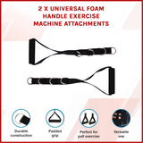 2 x Universal Foam Handle Exercise Machine Attachments - Front View