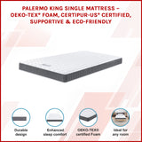 King Single Memory Foam Mattress &ndash; OEKO-TEX&reg; Textile & CertiPUR-US&reg; Certified Foam