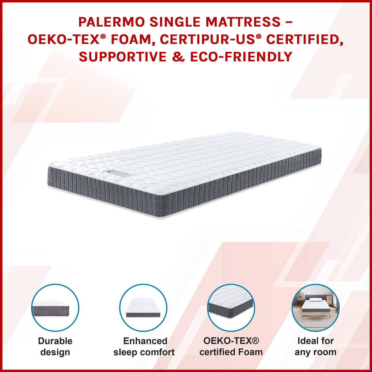Single Memory Foam Mattress &ndash; OEKO-TEX&reg; Textile & CertiPUR-US&reg; Certified Foam