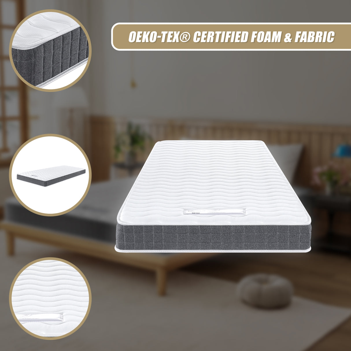 Single Memory Foam Mattress &ndash; OEKO-TEX&reg; Textile & CertiPUR-US&reg; Certified Foam