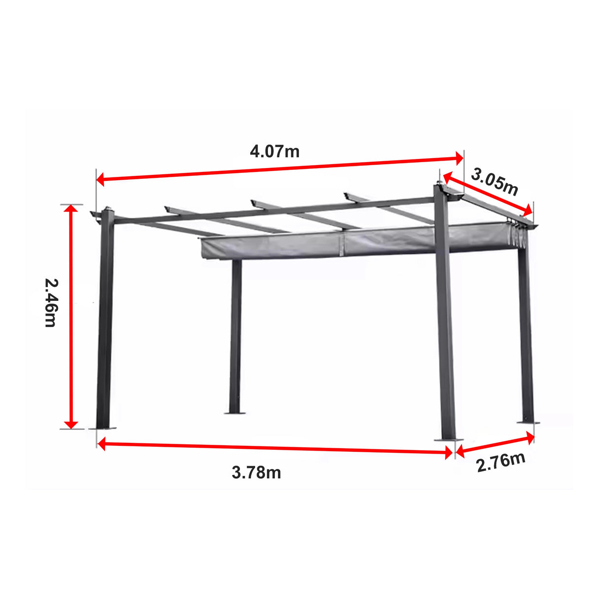 3x4M Aluminium Pergola Marquee with Retractable Roof &ndash; Garden Canopy