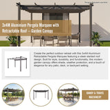 3x4M Aluminium Pergola Marquee with Retractable Roof &ndash; Garden Canopy - Rear View
