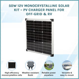 50W 12V Monocrystalline Solar Kit &ndash; PV Charger Panel for Off-Grid & RV