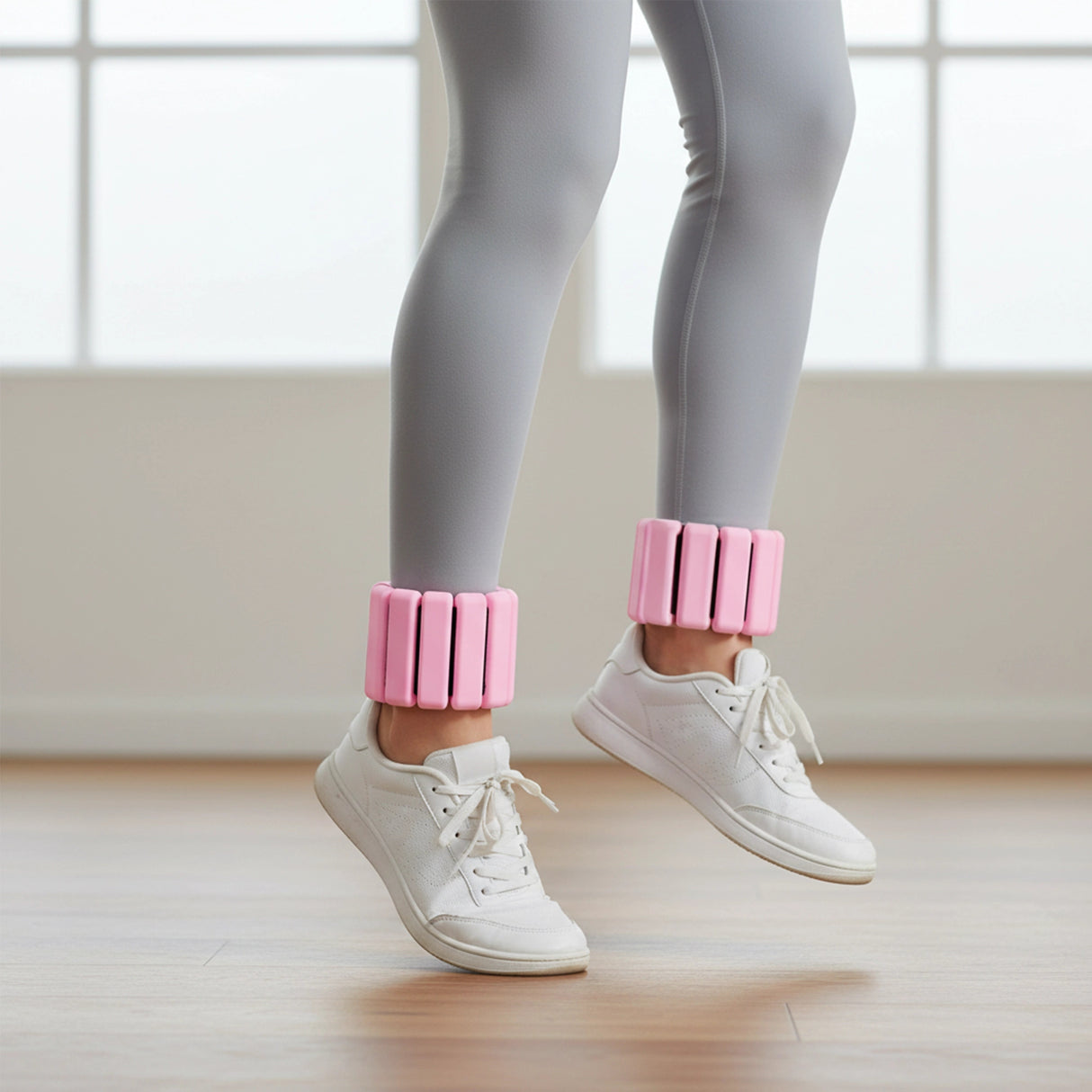 2-Piece Ankle & Wrist Weights &ndash; 1kg Pair Adjustable Workout Bangles (Pink)