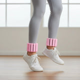 2-Piece Ankle & Wrist Weights &ndash; 1kg Pair Adjustable Workout Bangles (Pink)