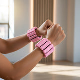 2-Piece Ankle & Wrist Weights &ndash; 1kg Pair Adjustable Workout Bangles (Pink) - Close-Up Angle