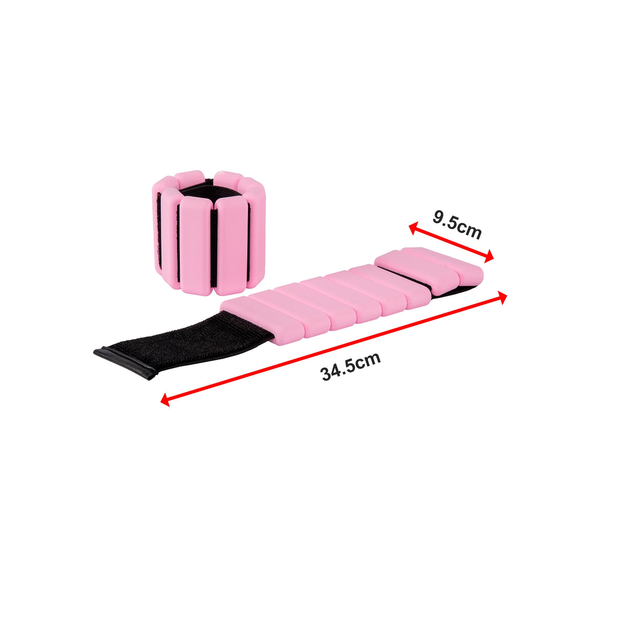 2-Piece Ankle & Wrist Weights &ndash; 2kg Pair Adjustable Workout Bangles (Pink)
