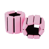 2-Piece Ankle & Wrist Weights &ndash; 2kg Pair Adjustable Workout Bangles (Pink) - Front View