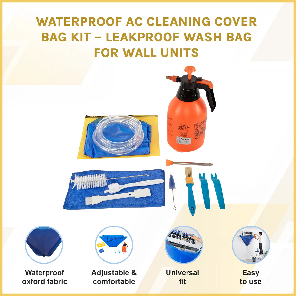 Waterproof AC Cleaning Cover Bag Kit &ndash; Leakproof Wash Bag for Wall Units