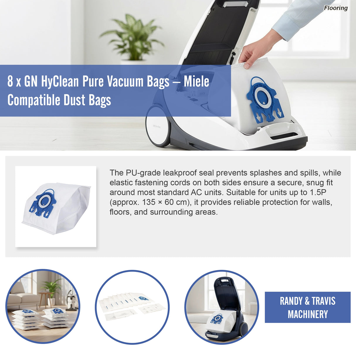 8 x GN HyClean Pure Vacuum Bags &ndash; Miele Compatible Dust Bags