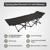 Camping Bed Elevated Cot with Mattress Foldable Outdoor Adult Sleeping