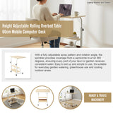 Height Adjustable Rolling Overbed Table 60cm Mobile Computer Desk - Extra Image
