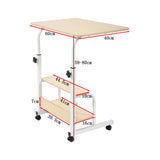 Height Adjustable Rolling Overbed Table 60cm Mobile Computer Desk - Extra Image