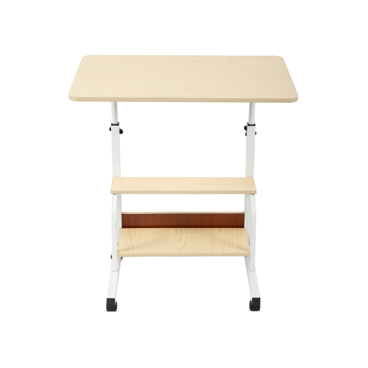 Height Adjustable Rolling Overbed Table 60cm Mobile Computer Desk