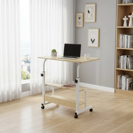 Height Adjustable Rolling Overbed Table 60cm Mobile Computer Desk, image 7