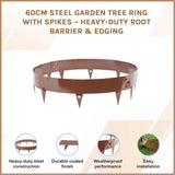 60cm Steel Garden Tree Ring with Spikes &ndash; Heavy-Duty Root Barrier & Edging - Rear View
