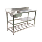 Freestanding Stainless Steel Kitchen Sink 120x50x79cm &ndash; Commercial Utility Wash Basin - Front View