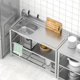 Freestanding Stainless Steel Kitchen Sink 120x50x79cm &ndash; Commercial Utility Wash Basin