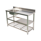 Freestanding Stainless Steel Kitchen Sink 120x50x79cm &ndash; Commercial Utility Wash Basin - Top-Down View