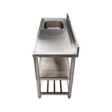 Freestanding Stainless Steel Kitchen Sink 120x50x79cm &ndash; Commercial Utility Wash Basin - Low Angle