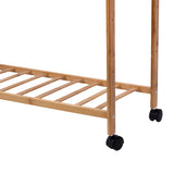 Wooden Clothes Rail with Shelves & Wheels &ndash; Open Wardrobe Rack Stand