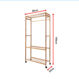 Wooden Clothes Rail with Shelves & Wheels &ndash; Open Wardrobe Rack Stand
