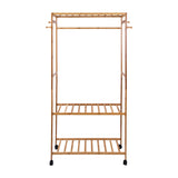 Wooden Clothes Rail with Shelves & Wheels &ndash; Open Wardrobe Rack Stand