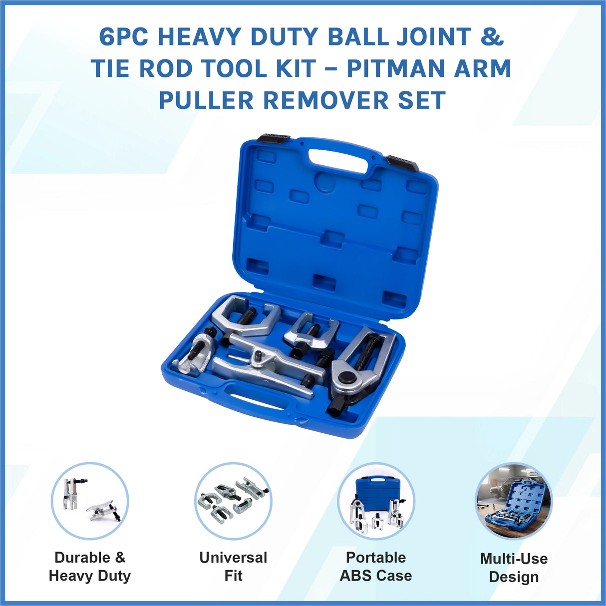 6pc Heavy Duty Ball Joint & Tie Rod Tool Kit &ndash; Pitman Arm Puller Remover Set