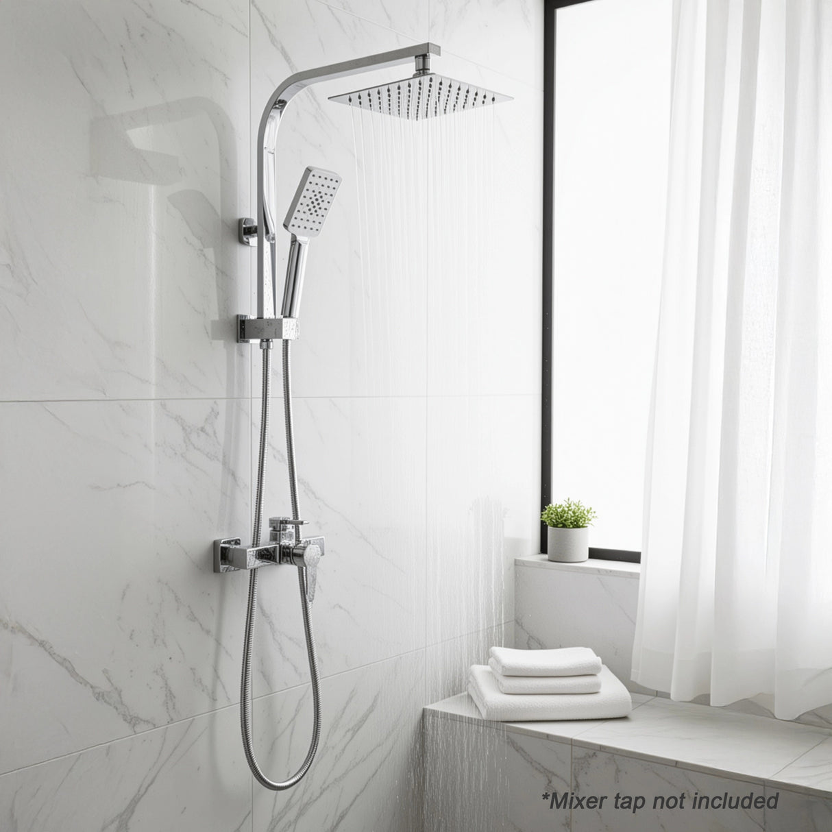 Wall Mounted Chrome Dual Shower Mixer &ndash; Rainfall & Handheld Massage Head