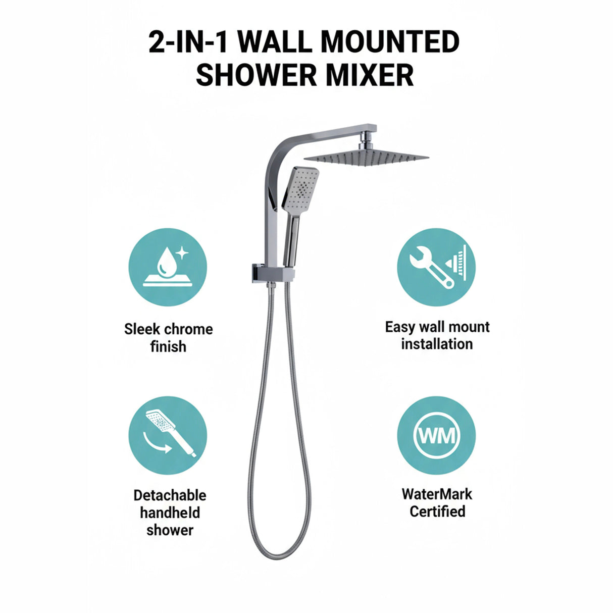 Wall Mounted Chrome Dual Shower Mixer &ndash; Rainfall & Handheld Massage Head
