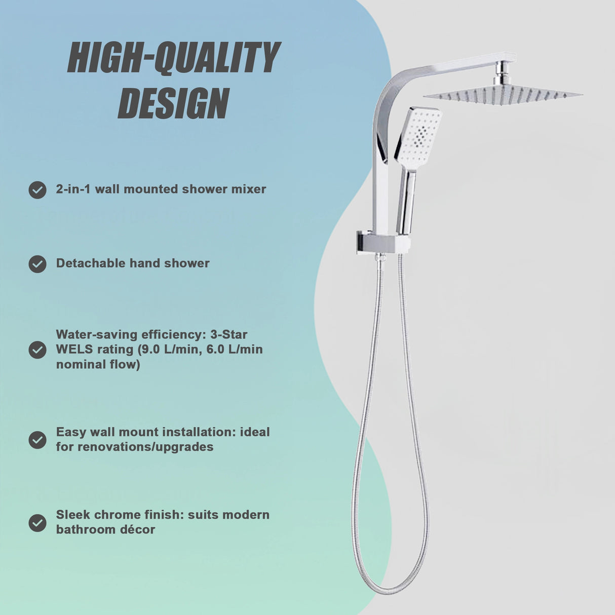 Wall Mounted Chrome Dual Shower Mixer &ndash; Rainfall & Handheld Massage Head