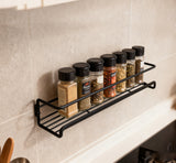 4pc Black Iron Wall Spice Rack &ndash; Kitchen Storage Shelf Set