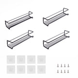 4pc Black Iron Wall Spice Rack &ndash; Kitchen Storage Shelf Set - Front View
