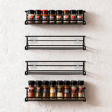 4pc Black Iron Wall Spice Rack &ndash; Kitchen Storage Shelf Set