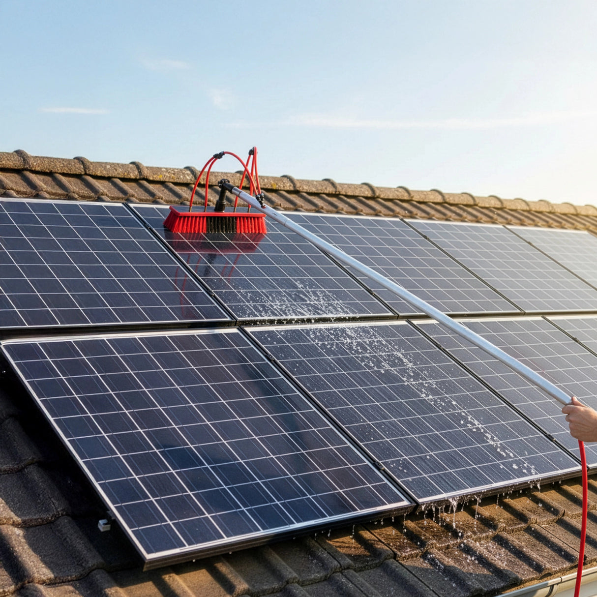 7m Water Fed Pole Cleaning Kit &ndash; Solar Panel & Window Cleaner System with Brush