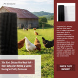 30m Black Chicken Wire Mesh Roll &ndash; Heavy Duty Aviary Netting & Garden Fencing for Poultry Enclosures