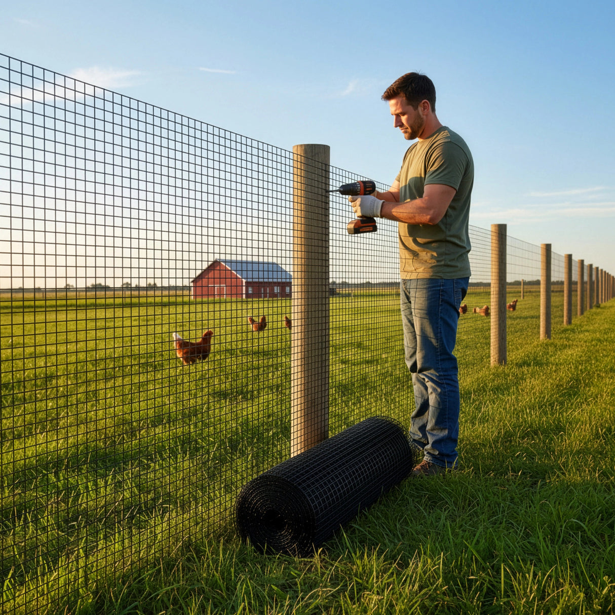 30m Black Chicken Wire Mesh Roll &ndash; Heavy Duty Aviary Netting & Garden Fencing for Poultry Enclosures