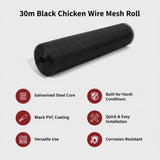 30m Black Chicken Wire Mesh Roll &ndash; Heavy Duty Aviary Netting & Garden Fencing for Poultry Enclosures