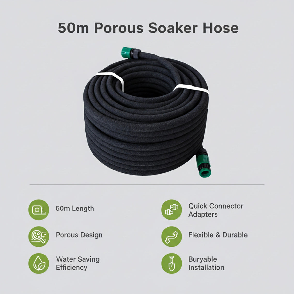 50m Porous Soaker Hose &ndash; Leaky Garden Irrigation Pipe for Efficient Watering