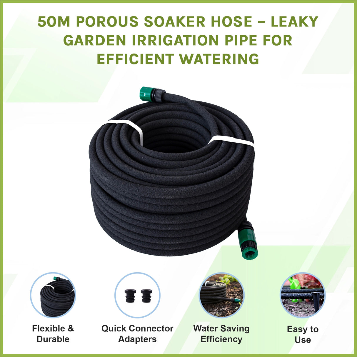 50m Porous Soaker Hose &ndash; Leaky Garden Irrigation Pipe for Efficient Watering