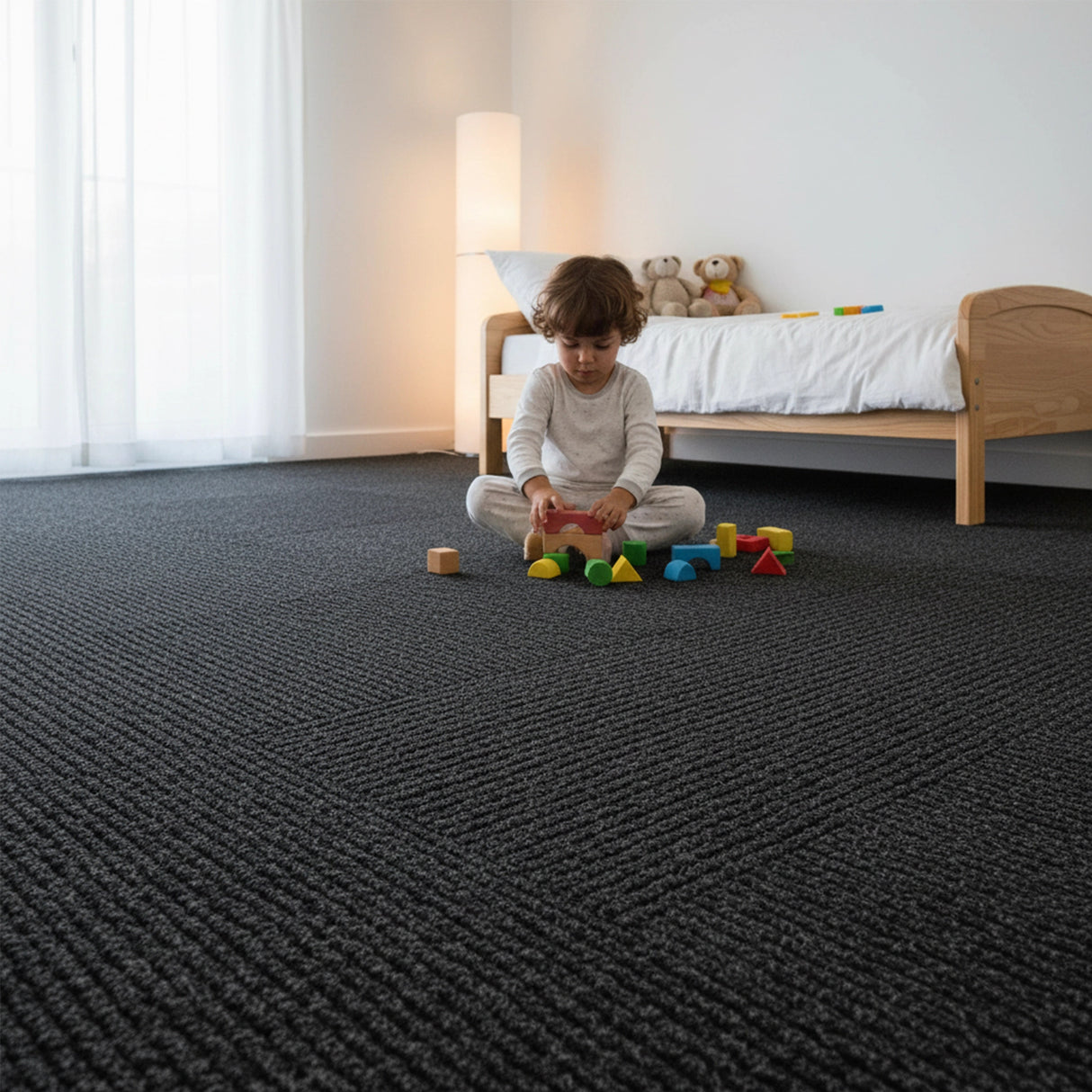 5m&sup2; Black Carpet Tiles Set &ndash; Commercial & Domestic Flooring for Office, Retail, Home