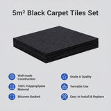 5m&sup2; Black Carpet Tiles Set &ndash; Commercial & Domestic Flooring for Office, Retail, Home