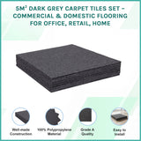5m&sup2; Dark Grey Carpet Tiles Set &ndash; Commercial & Domestic Flooring for Office, Retail, Home
