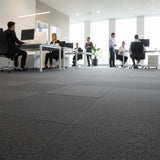 5m&sup2; Dark Grey Carpet Tiles Set &ndash; Commercial & Domestic Flooring for Office, Retail, Home - 45-Degree Angle